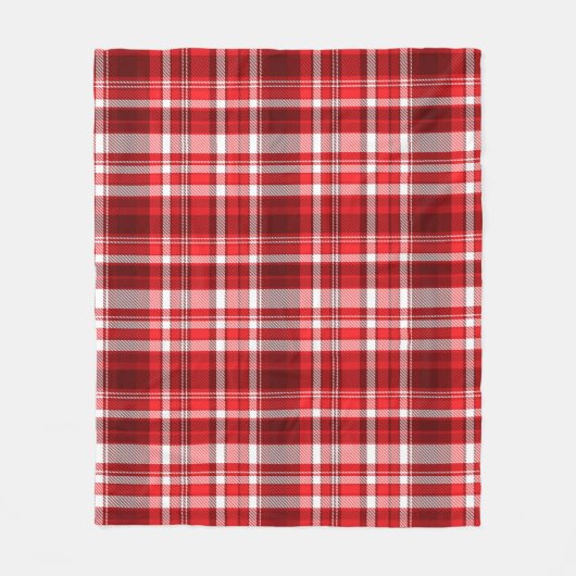 Feestelijk rood en wit geruit fleece deken (Voorkant)