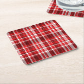 Feestelijk rood en wit geruit kartonnen onderzetters (Schuin)