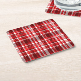 Feestelijk rood en wit geruit kartonnen onderzetters