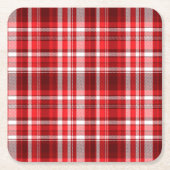 Feestelijk rood en wit geruit kartonnen onderzetters (Voorkant)