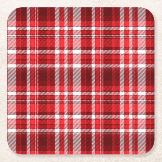 Feestelijk rood en wit geruit kartonnen onderzetters (Voorkant)