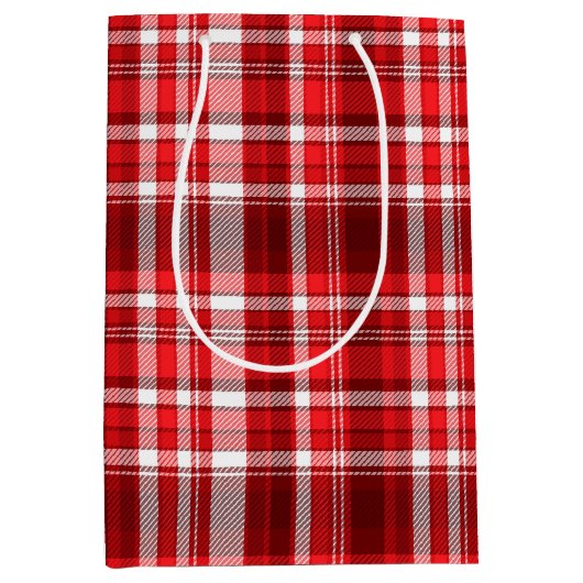 Feestelijk rood en wit geruit medium cadeauzakje (Voorkant)