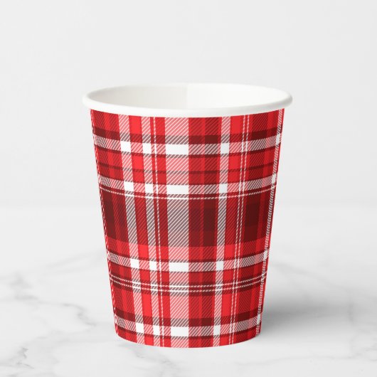 Feestelijk rood en wit geruit papieren bekers (Links)
