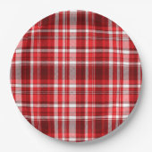 Feestelijk rood en wit geruit papieren bordje (Voorkant)