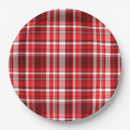 Feestelijk rood en wit geruit papieren bordje