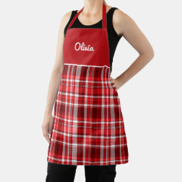 Feestelijk rood en wit geruit schort