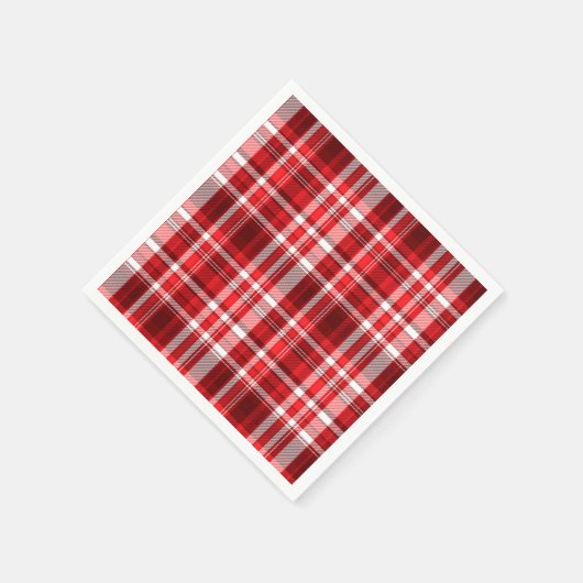 Feestelijk rood en wit geruit servet (Hoek)