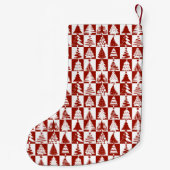 Feestelijk rood en wit kerstboom patroon kleine kerstsok (Achterkant)