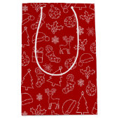Feestelijk rood en wit winter kerstpatroon medium cadeauzakje (Voorkant)