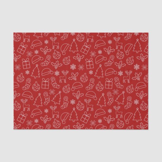 Feestelijk rood en wit winter kerstpatroon tissuepapier (Voorkant)