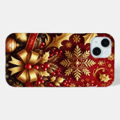 FEESTELIJK ROOD & GOUD KERST SNEEUWVLOKKEN HOLLY Case-Mate iPhone CASE (Achterkant (horizontaal))