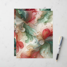 Feestelijk rood & groen alcohol inkt scrapbook pap