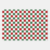 Feestelijk rood groen gecontroleerd patroon inpakpapier vel (Voorkant 3)