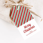 Feestelijk rood groen gestreept Kerstmis Cadeaulabel
