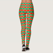 Feestelijk rood groen kerst Ogee patroon Leggings (Achterkant)