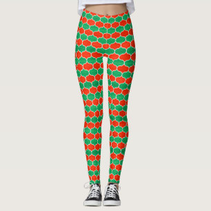 Feestelijk rood groen kerst Ogee patroon Leggings