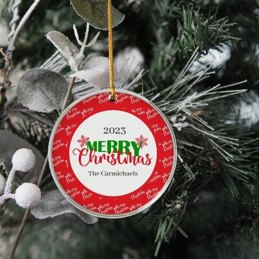 Feestelijk Rood Groen Vrolijk Kerst Ronde Ornament