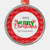 Feestelijk Rood Groen Vrolijk Kerst Ronde Ornament (Voorkant)