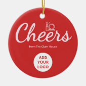 Feestelijk rood logo ornament voor schoonheidsmerk (Voorkant)