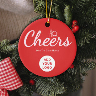 Feestelijk rood logo ornament voor schoonheidsmerk