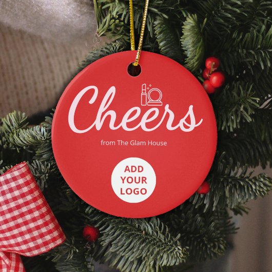 Feestelijk rood logo ornament voor schoonheidsmerk