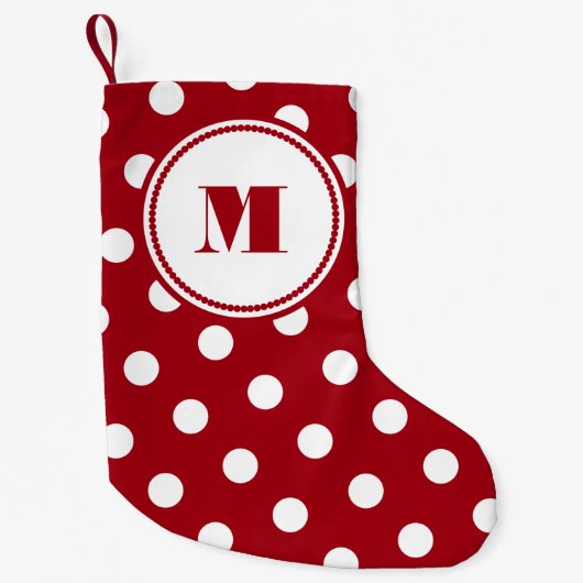 Feestelijk rood monogram patroon kleine kerstsok (Voorkant)