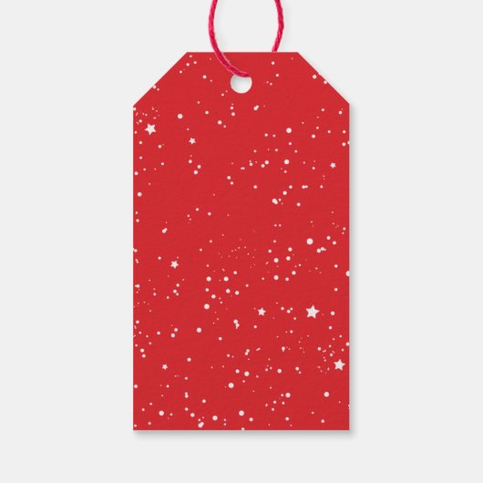 Feestelijk rood script Vrolijk Kerstfeest Familie Cadeaulabel (Achterkant)