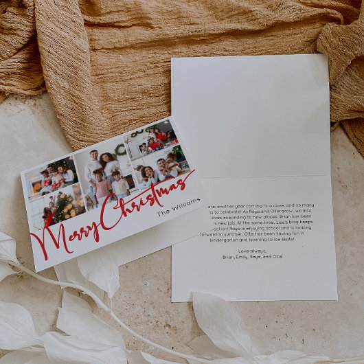 Feestelijk rood Script Vrolijk Kerstfeest Gevouwen Feestdagen Kaart