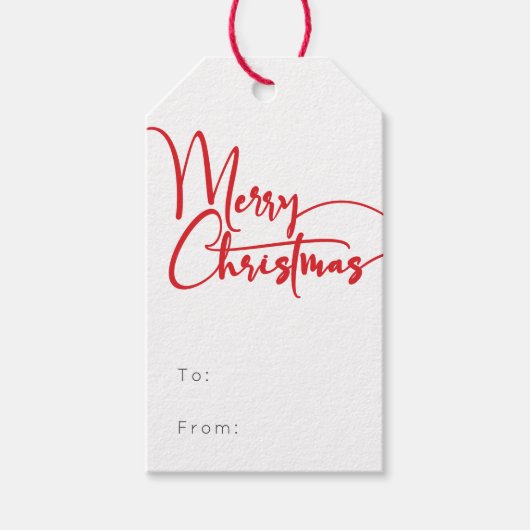 Feestelijk rood script Vrolijk kerstfeest van en n Cadeaulabel (Voorkant)