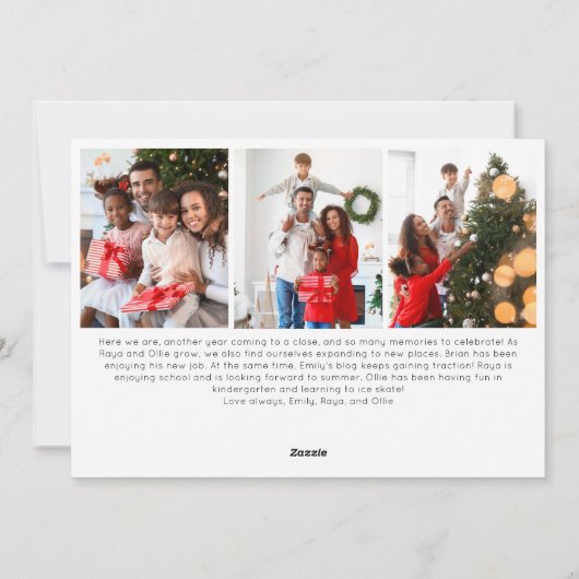 Feestelijk rood script Vrolijk Kerstfeest Vier Fot Feestdagenkaart (Achterkant)