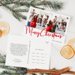 Feestelijk rood script Vrolijk Kerstfeest Vier Fot Feestdagenkaart<br><div class="desc">Vier het seizoen met dit feestelijke rode script Vrolijk kerstfeest vier foto vakantie briefkaart met een vleugje elegante charme. Het chique ontwerp toont een eenvoudig rood-wit kleurenpalet, dat de gezellige sfeer van de winter oproept. De moderne en unieke aantrekkingskracht en rustieke bewoording creëer zorgt voor een perfecte balans tussen seizoensgebonden...</div>