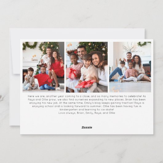 Feestelijk rood script Vrolijk Kerstfeest Zeven Fo Feestdagenkaart (Achterkant)