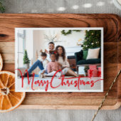 Feestelijk rood script Vrolijk kerstjaar in de Rev Feestdagenkaart