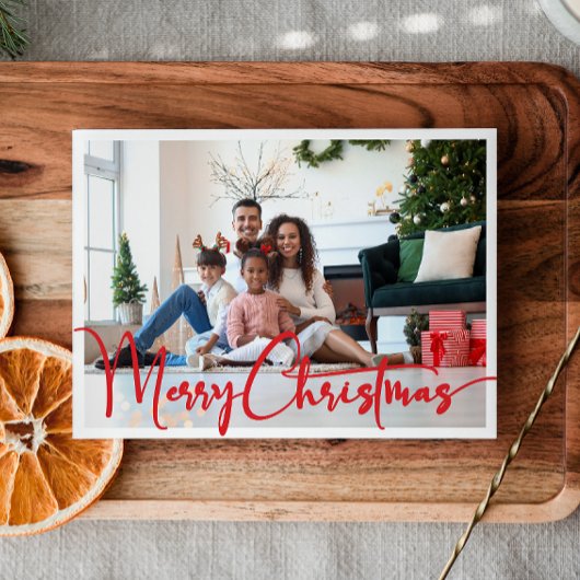 Feestelijk rood script Vrolijk kerstjaar in de Rev Feestdagenkaart