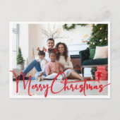 Feestelijk rood script Vrolijk kerstjaar in de Rev Feestdagenkaart (Voorkant)