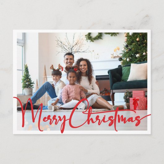 Feestelijk rood script Vrolijk kerstjaar in de Rev Feestdagenkaart (Voorkant)