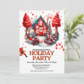 Feestelijk rood Vakantiehuis kerstfeest Kaart (Staand voorkant)