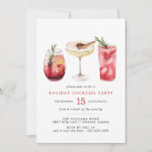 Feestelijk rood | Waterverf Vakantie Cocktail Part Kaart (Voorkant)