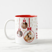 Feestelijk Rood Wit Eerste Kerstmis 3 Fotocollage Tweekleurige Koffiemok (Links)