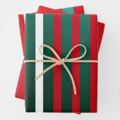 Feestelijk rood wit en groen gestreept Kerstmis Inpakpapier Vel (In situ)