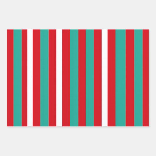 Feestelijk rood wit en groen gestreept Kerstmis Inpakpapier Vel (Voorkant 3)