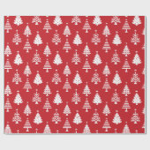 Feestelijk rood-wit kerstboompatroon cadeaupapier (Vlak)