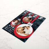 Feestelijk Rood Zwart Eerste Kerstmis 3 Fotocollag Folie Feestdagenkaart (Gedraaid)