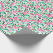 Feestelijk roze betegelde kerststrikken feest cadeaupapier (Hoek)