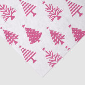 Feestelijk roze en wit kerstboompatroon tissuepapier (Detail)