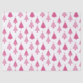 Feestelijk roze en wit kerstboompatroon tissuepapier (Voorkant)
