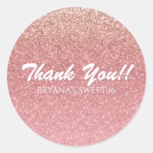 Feestelijk roze glitters feestfavor voor Sweet 16 Ronde Sticker