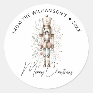 Feestelijk roze gouden Notenkraker Kerst sticker