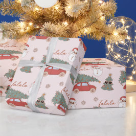 Feestelijk Roze Groovy Kerstboom Wrapping Paper Cadeaupapier