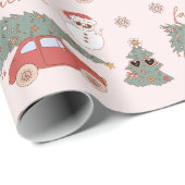 Feestelijk Roze Groovy Kerstboom Wrapping Paper Cadeaupapier (Rol Hoek)